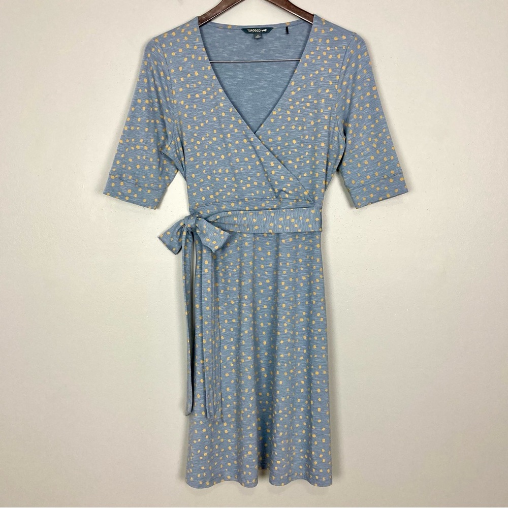 Toad & Co Cue Tencel Wrap Dress Women’s Size S Short Sleeves Organic Cotton Gray